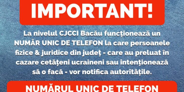 Număr unic pentru declararea ucrainienilor cazați în județ!