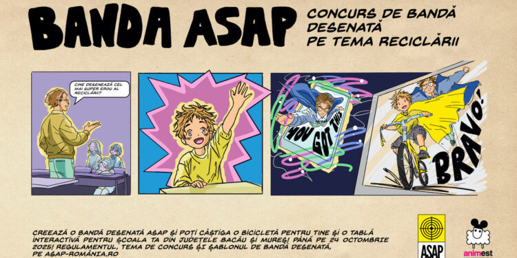 BANDA ASAP revine: cei mai talentați elevi din Bacău și Mureș dau viață eroului reciclării în benzile desenate